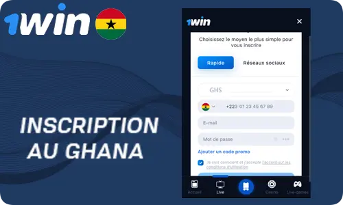 Processus d'Inscription sur 1win pour les Ghanéens
